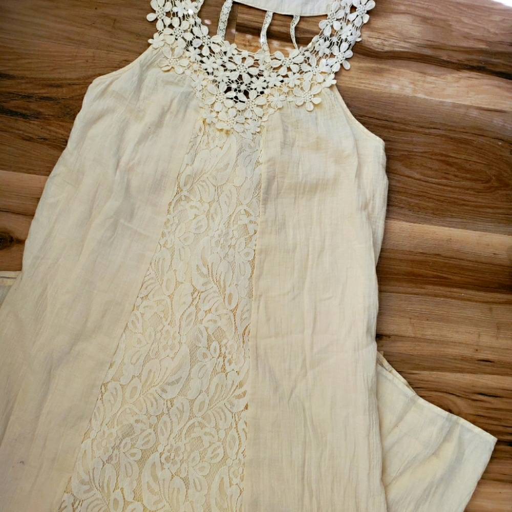 Flying Tomato Beige/Cream Boho Lace Crochet Maxi